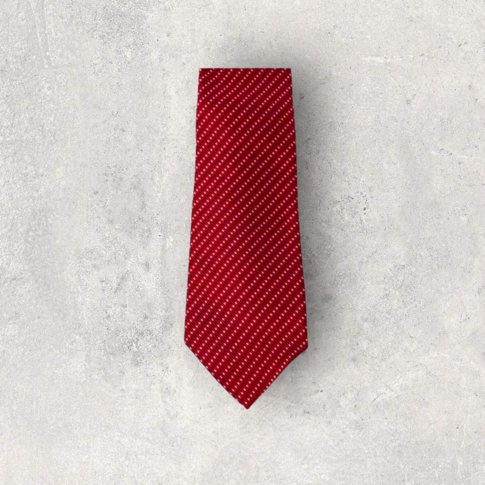 Lauren Ralph Lauren Red Silk Cotton Hand Finished Tie USA Made